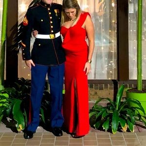 Long red formal gown